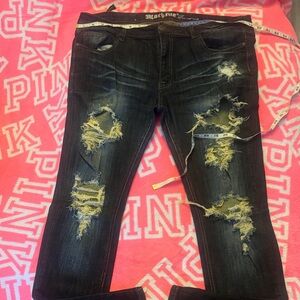 Machine Black Distressed Women Jeans